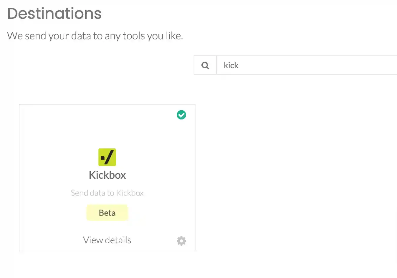 Selecting Kickbox from CustomerLabs Destinations