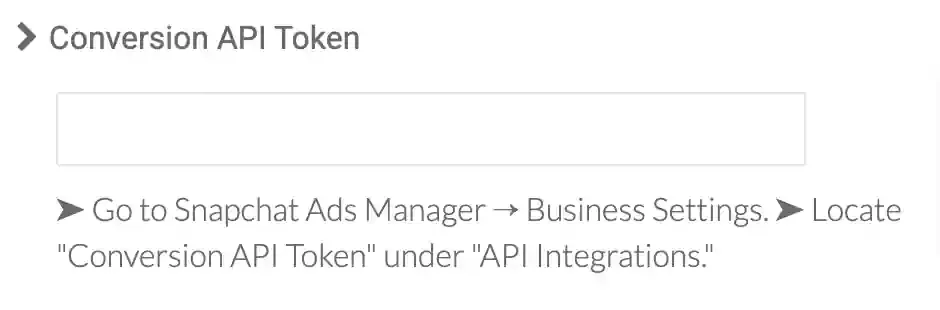 Generating CAPI token in Snapchat Business Dashboard