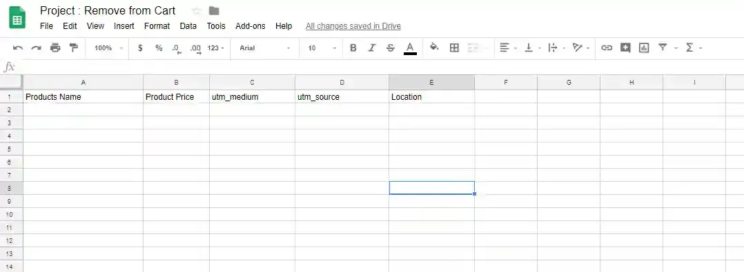 Add column headers in your Google Sheet