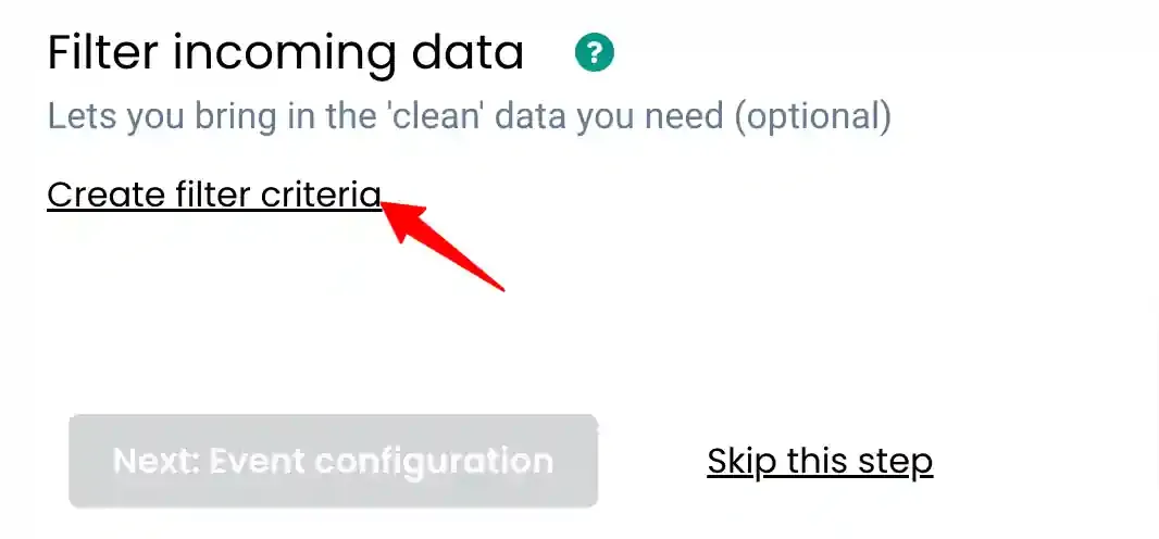 Filter configuration screen