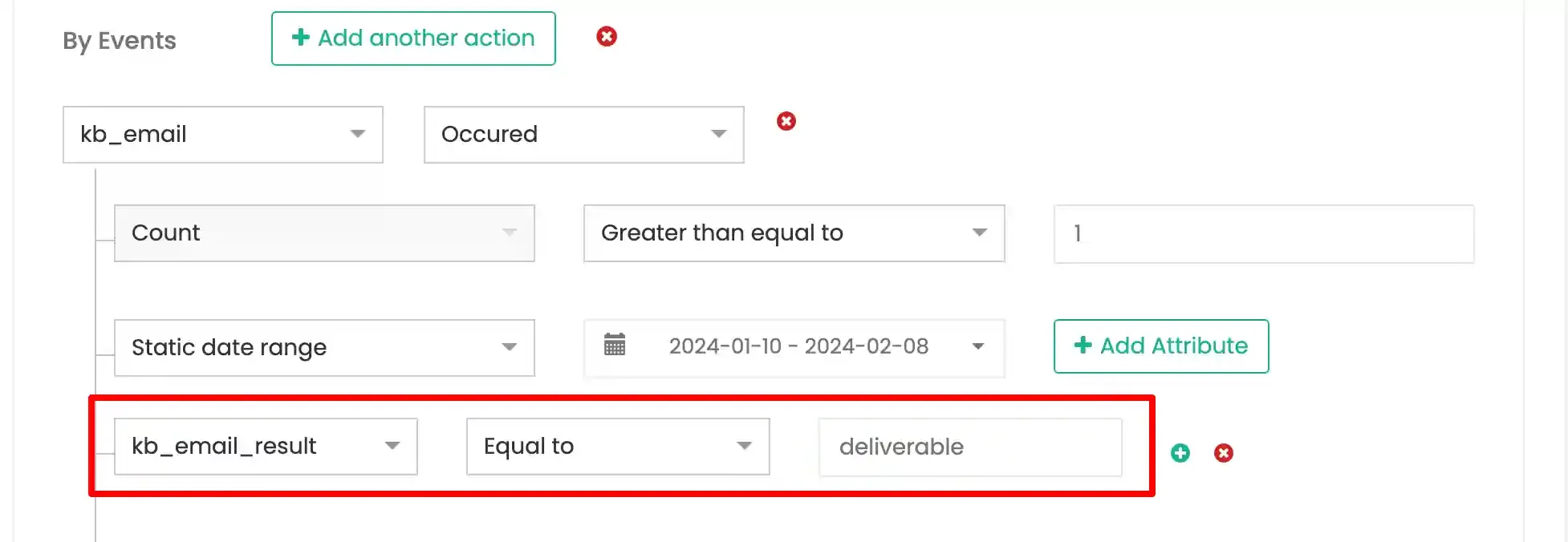 Filtering events downstream