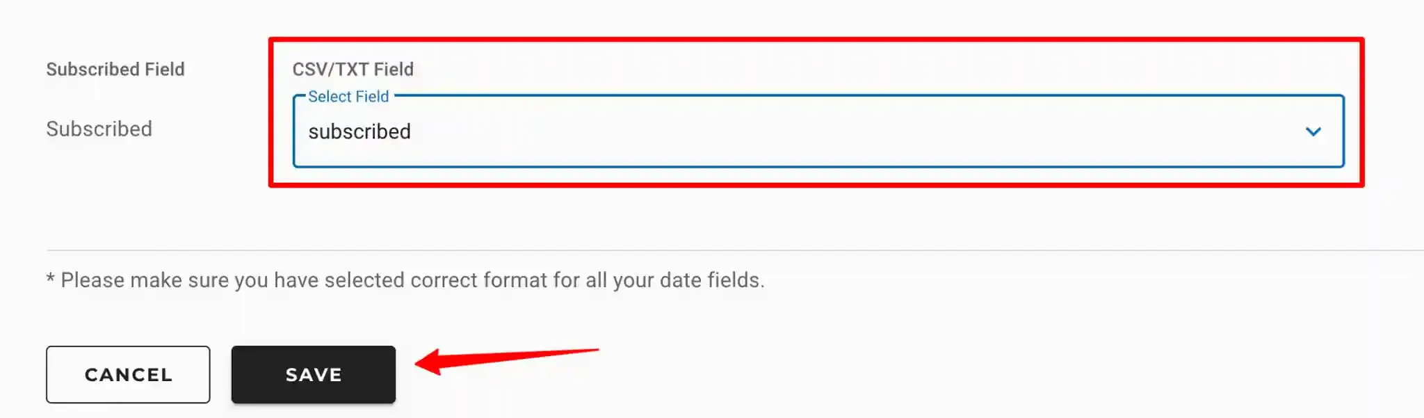 Custom field mapping configured in Maropost automated import