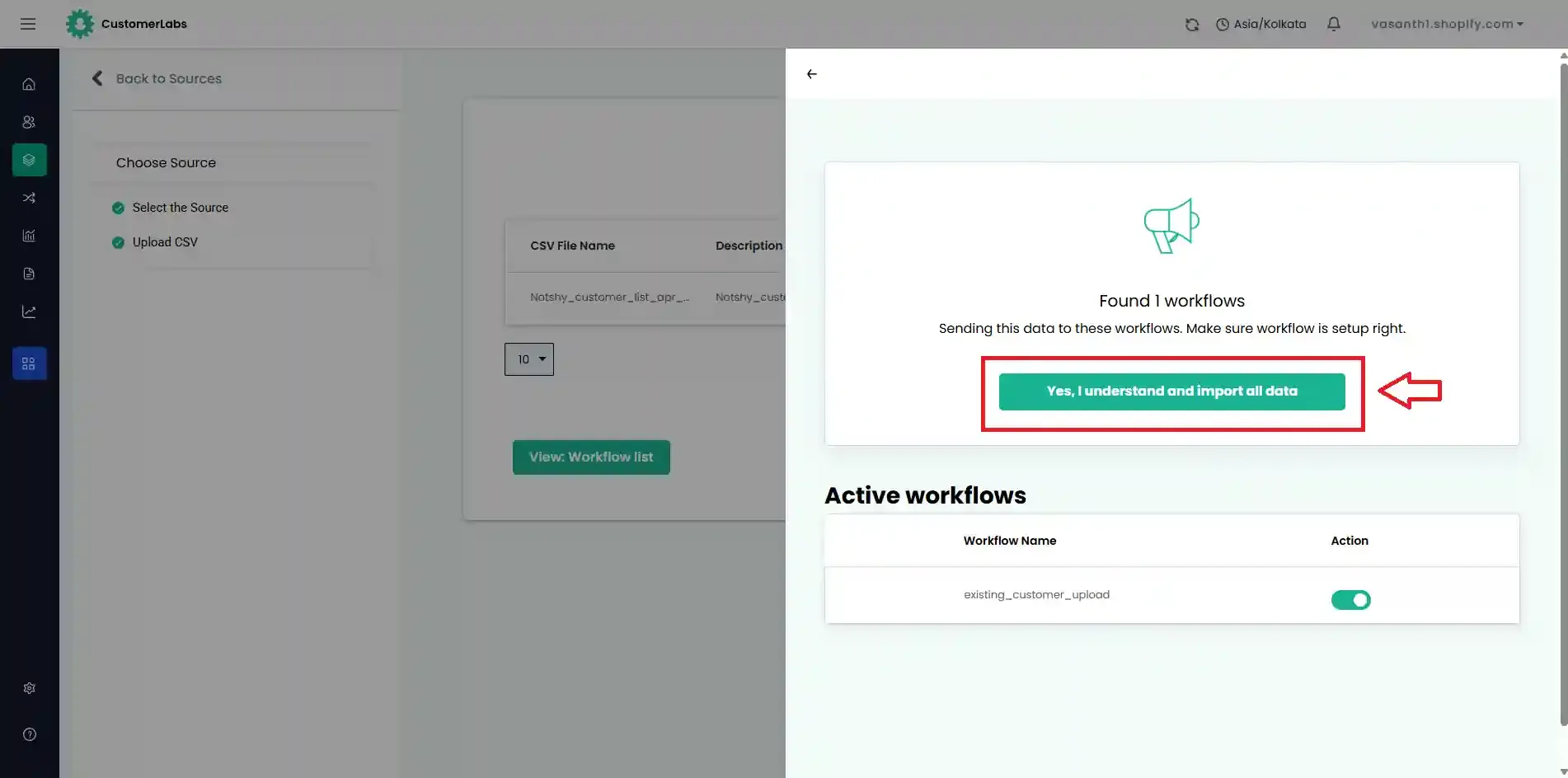 Enable workflows and confirm to begin processing