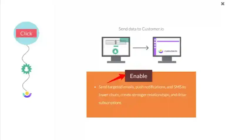 Customer.io pop-up with Enable button