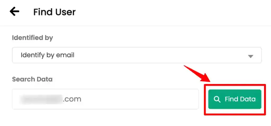 Find User section in CustomerLabs