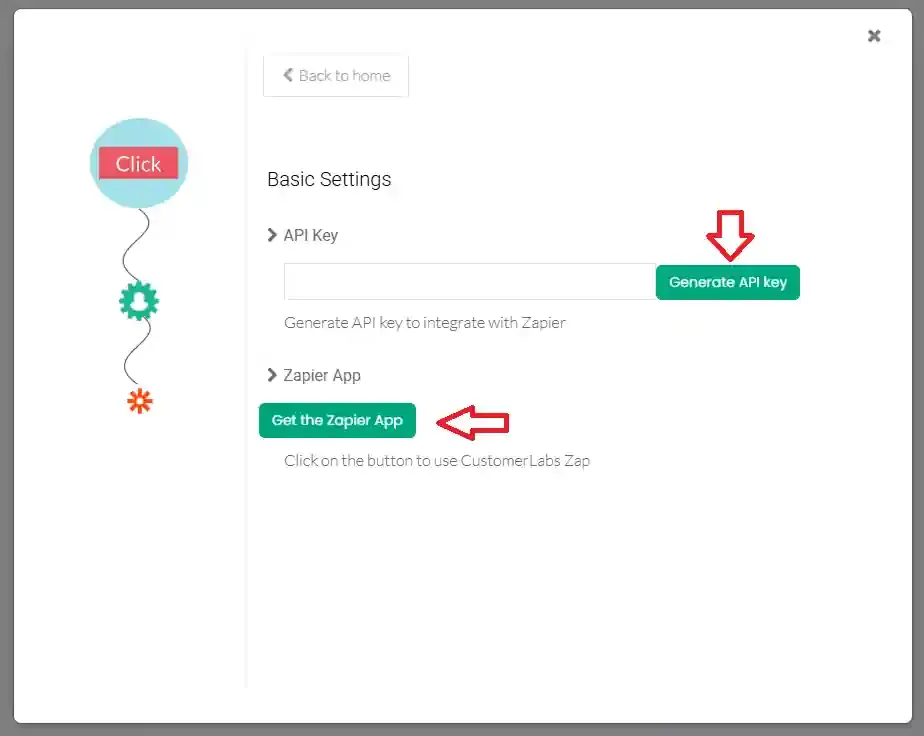 Generate and copy the API key from Configuration Settings