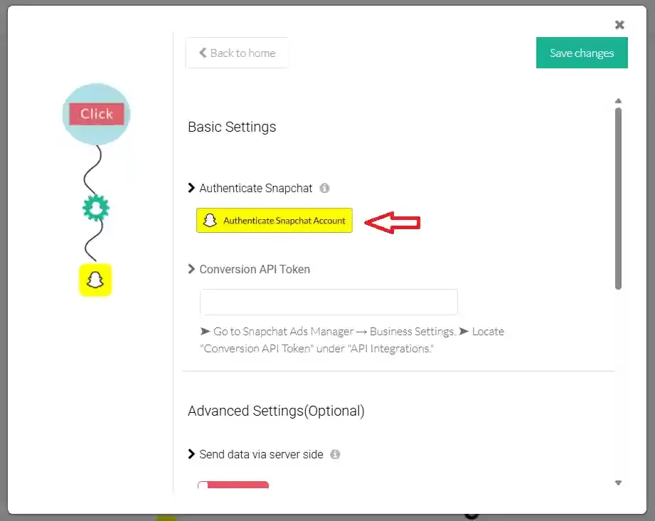 Snapchat login page