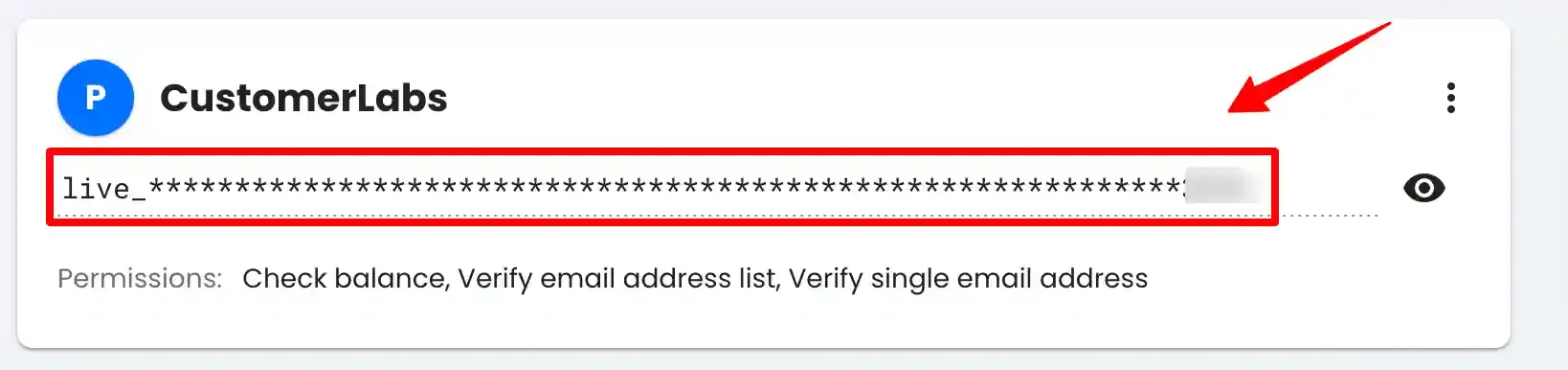 Generated Kickbox API key ready to copy