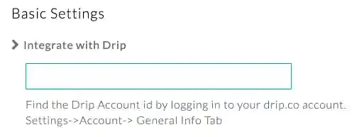Account ID field in Drip Configuration Settings