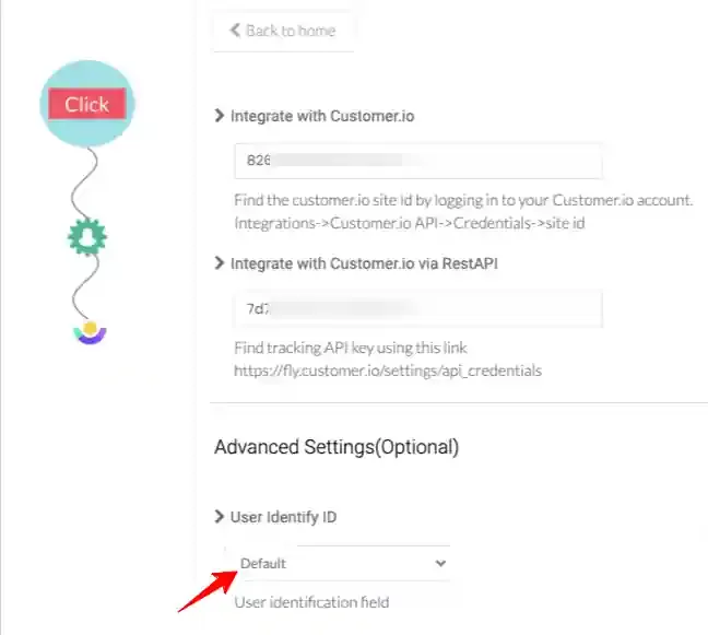 User Identify ID dropdown with identify_by_email selected