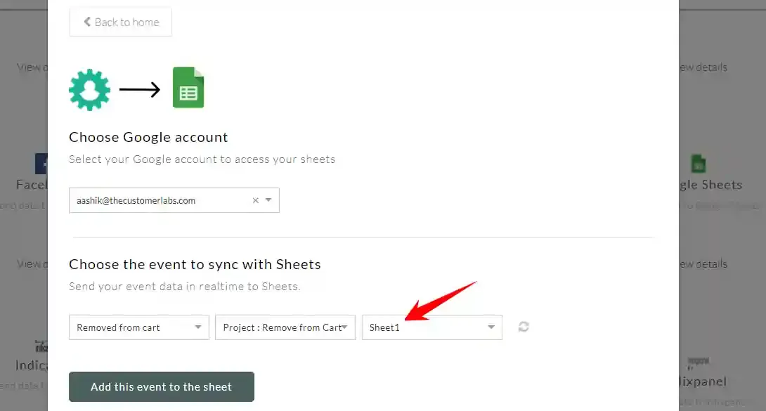 Click Add this event to the sheet to confirm
