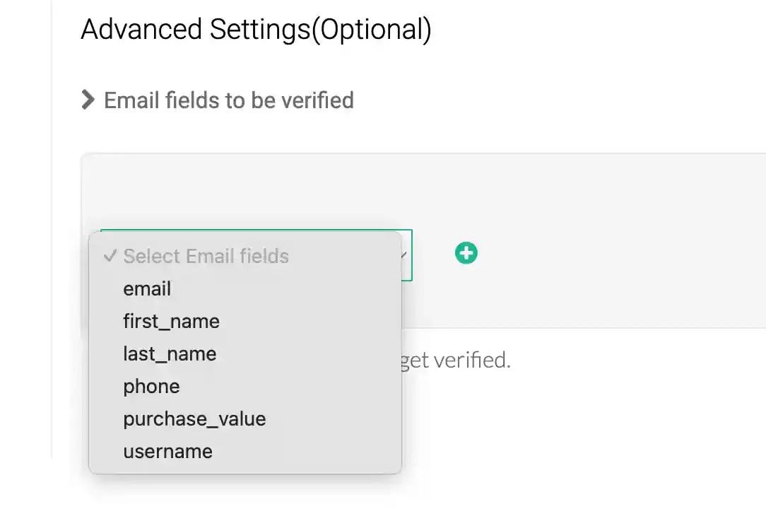Advanced Settings with email fields in Kickbox Configuration Settings