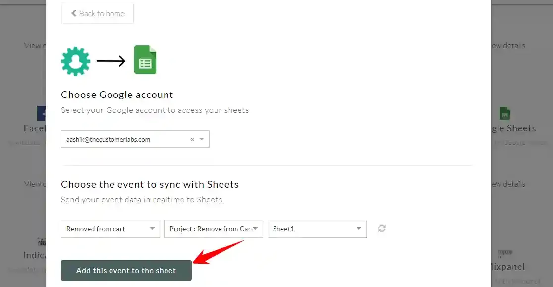 Click Add this event to the sheet to confirm