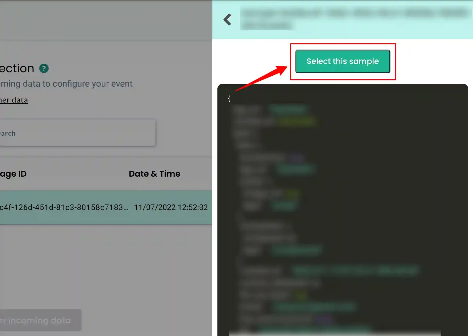 Raw sample data selection