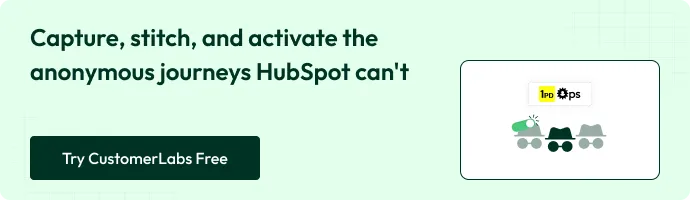 CTA Capture stitch and activate the anonymous journeys, Hubspot can't