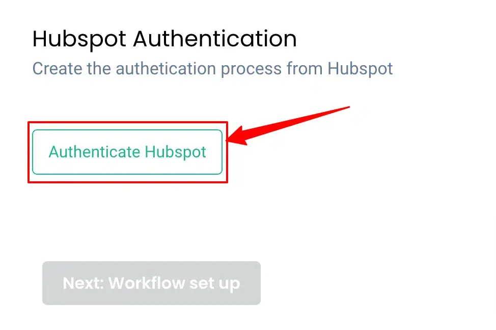 HubSpot authentication screen