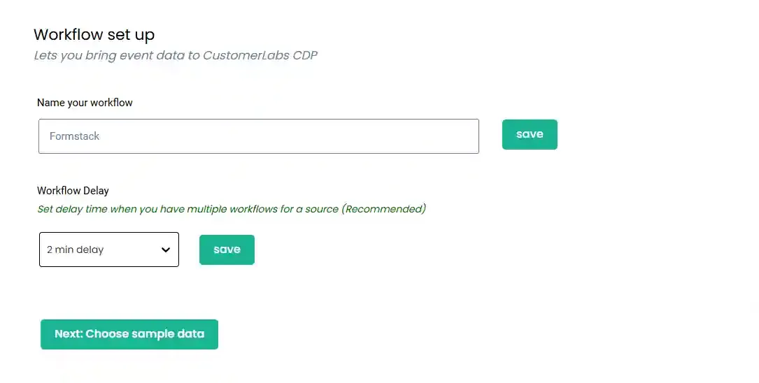 workflow setup screen