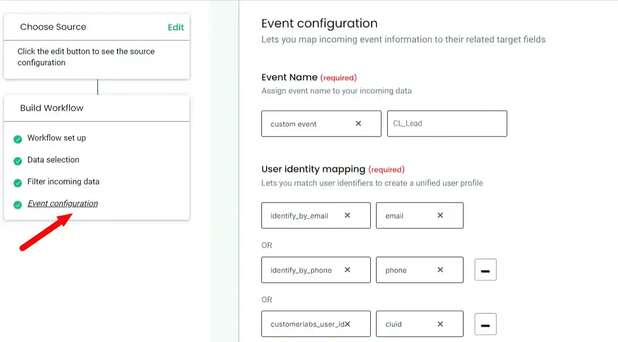 event name configuration