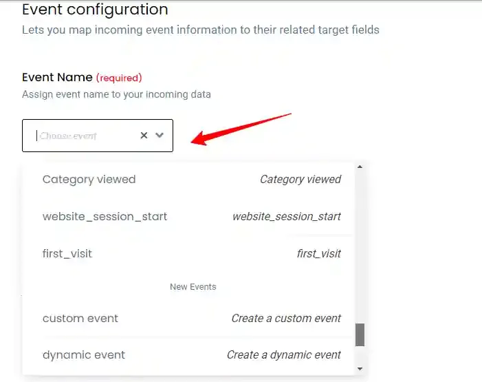 event name configuration