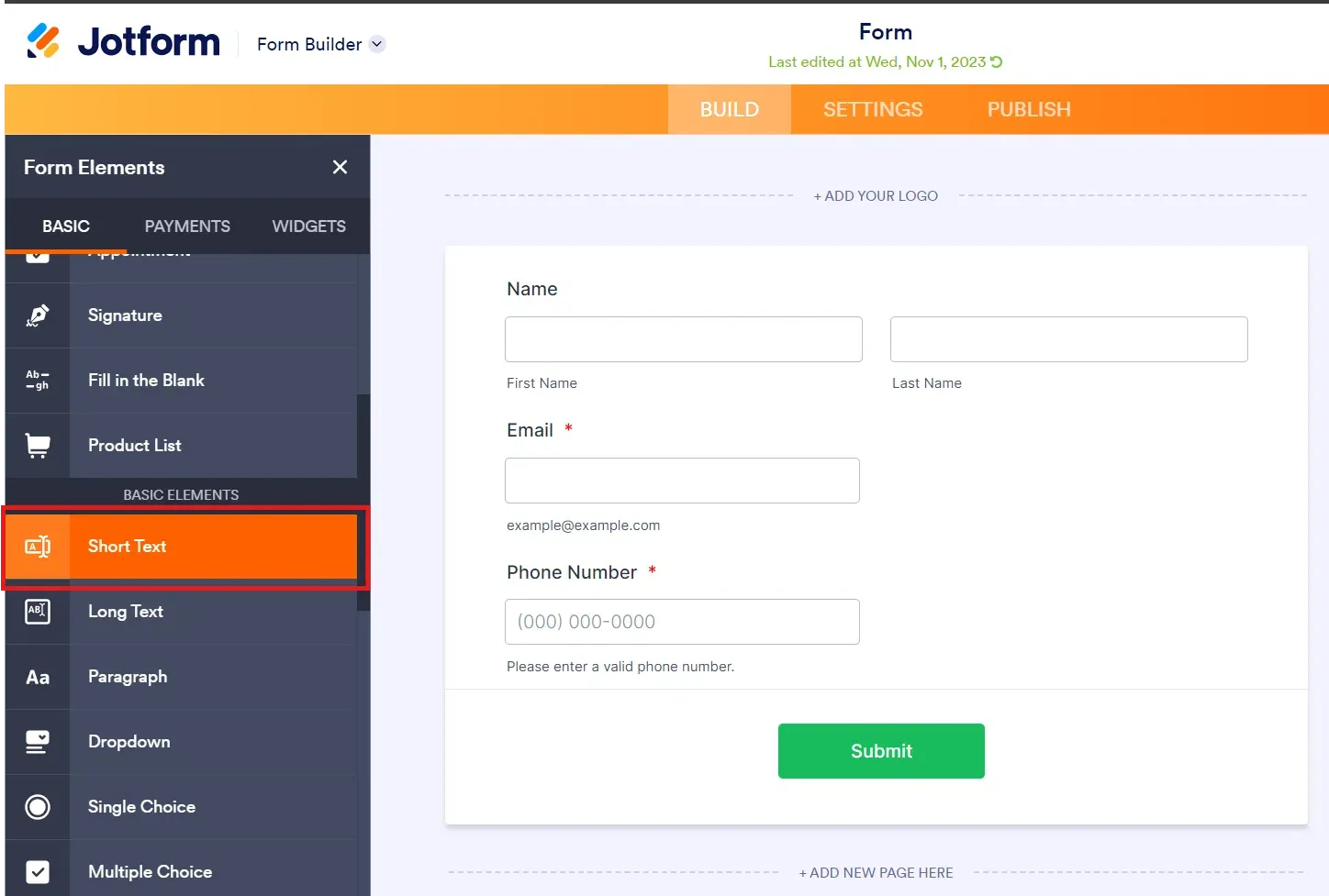 selecting short text from basic elements
