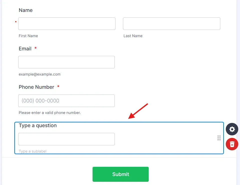 empty short text dialogue box in form