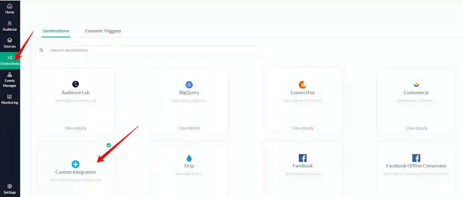customerlabs custom destination setup