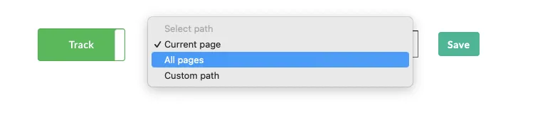 Screenshot shows the drop down and select all pages