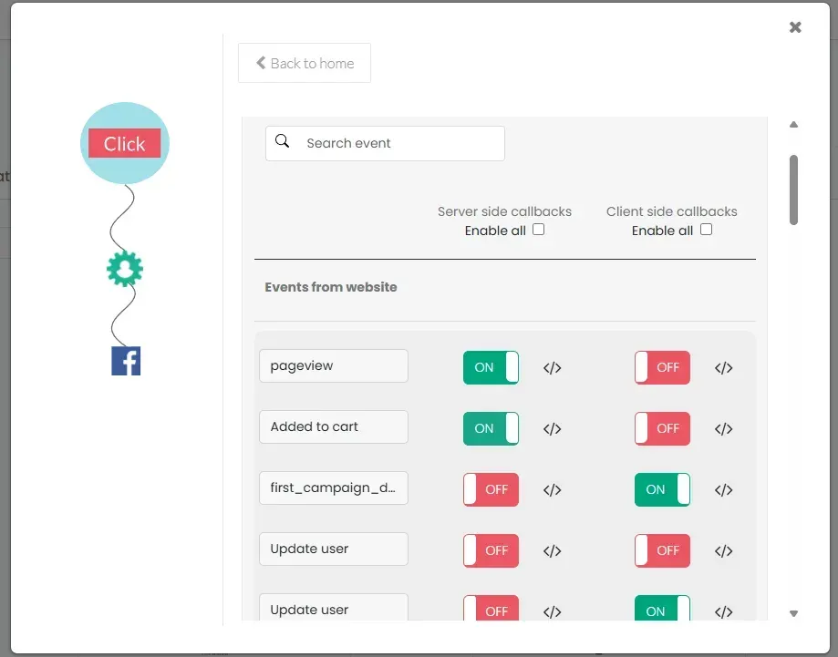 Configure event mapping in customerlabs