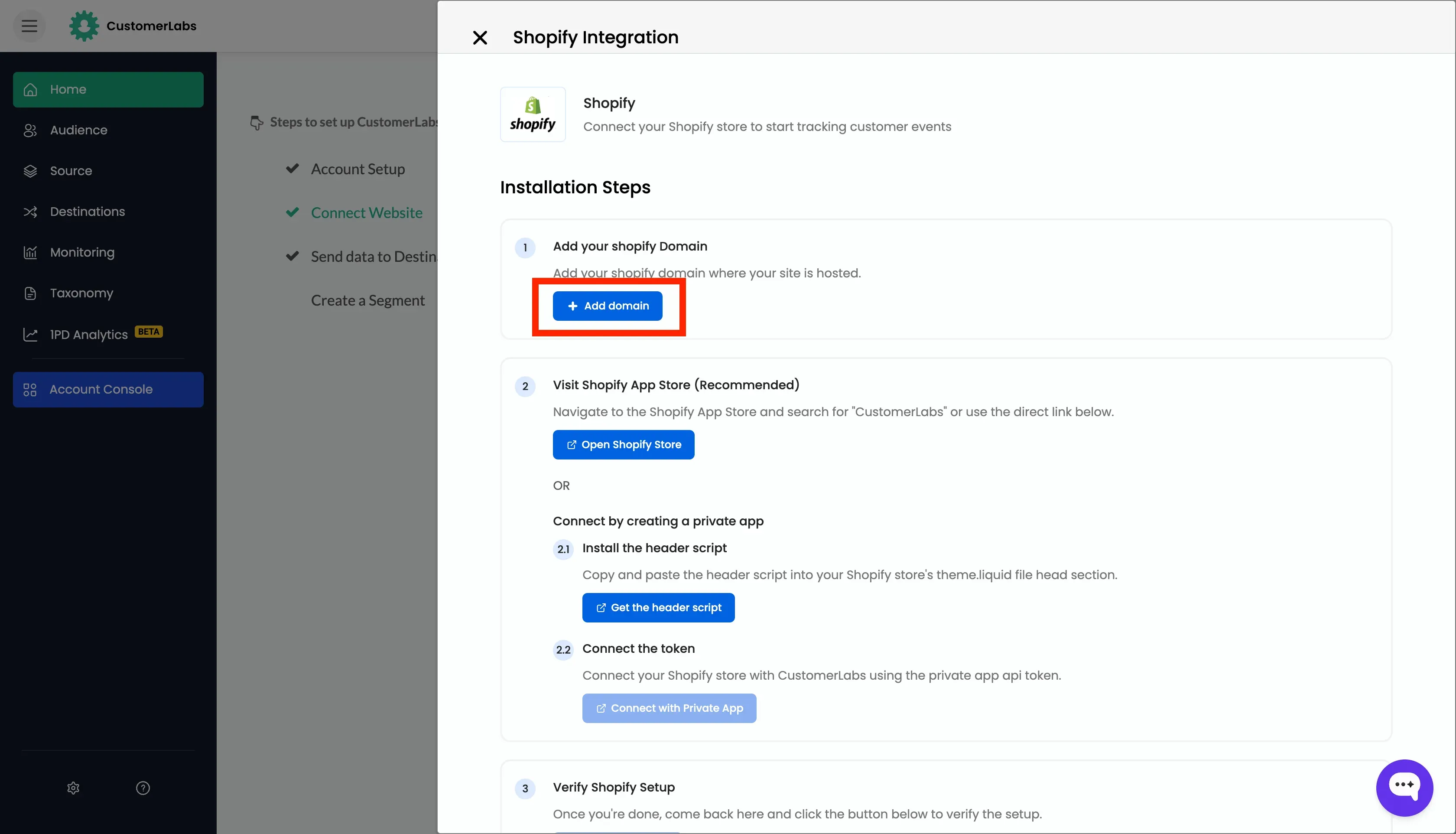 Tracking Shopify Website with Customerlabs 1PD Ops