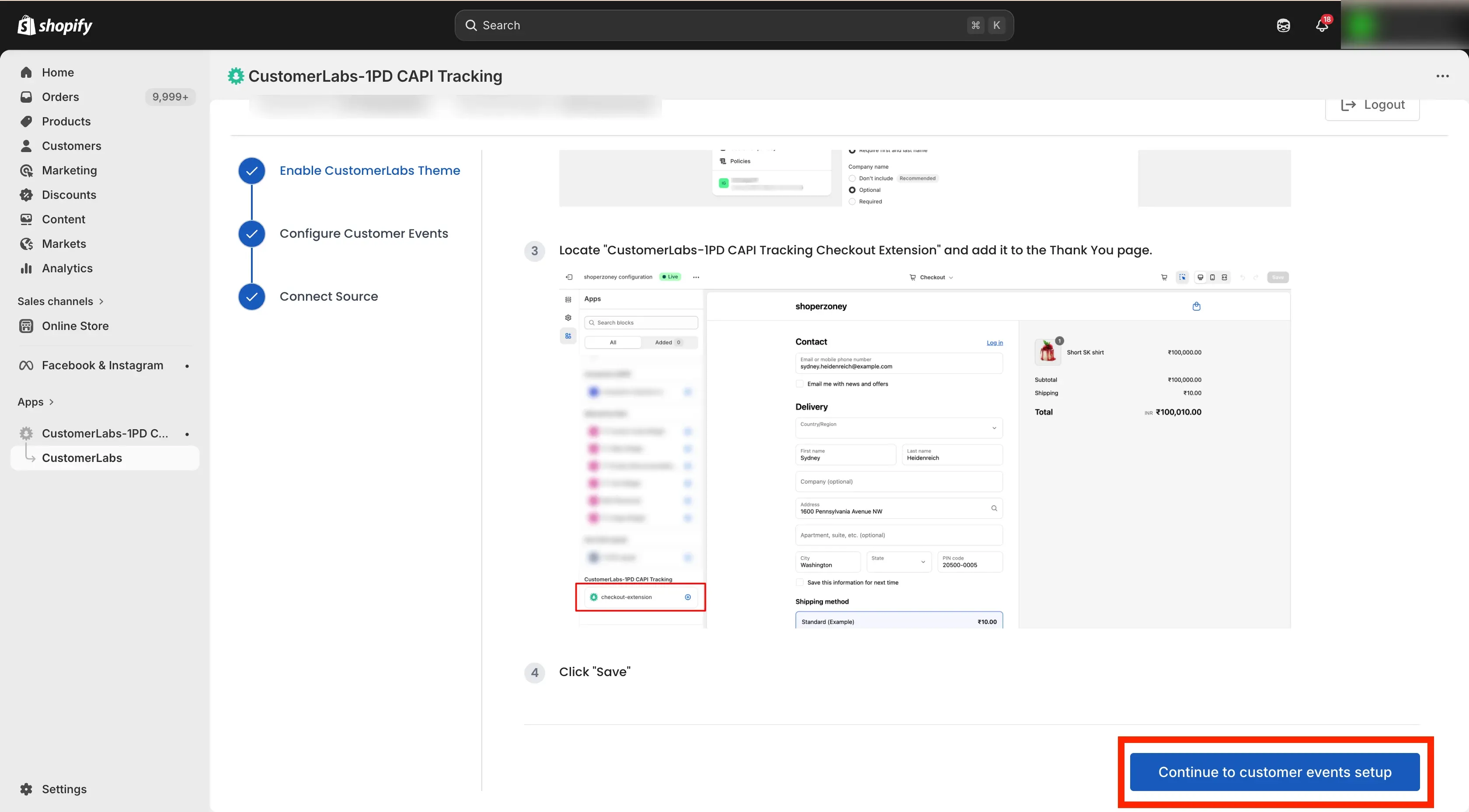 Tracking Shopify Website with Customerlabs 1PD Ops