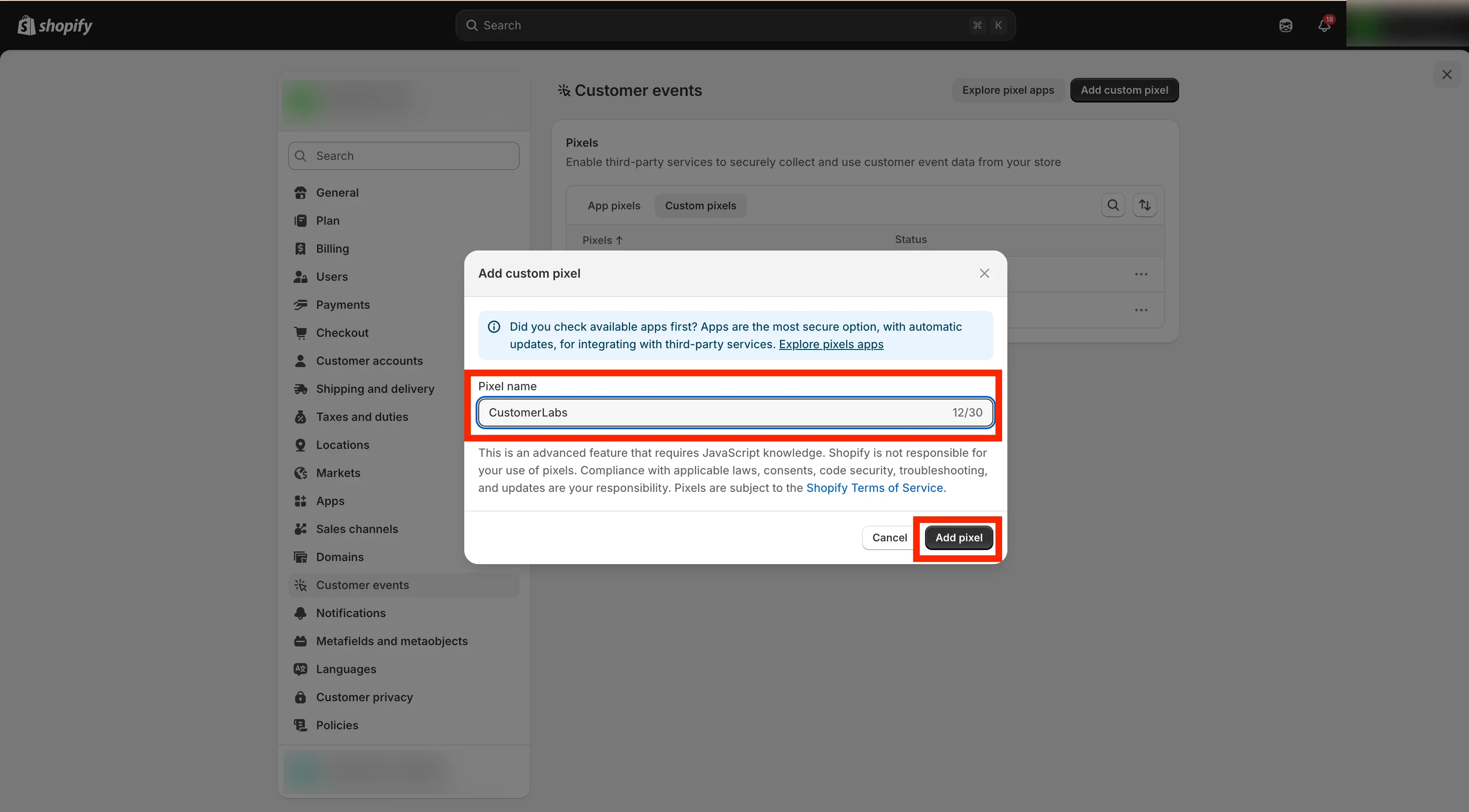 Tracking Shopify Website with Customerlabs 1PD Ops