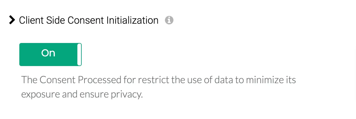 This image shows the client side consent Intialization on button