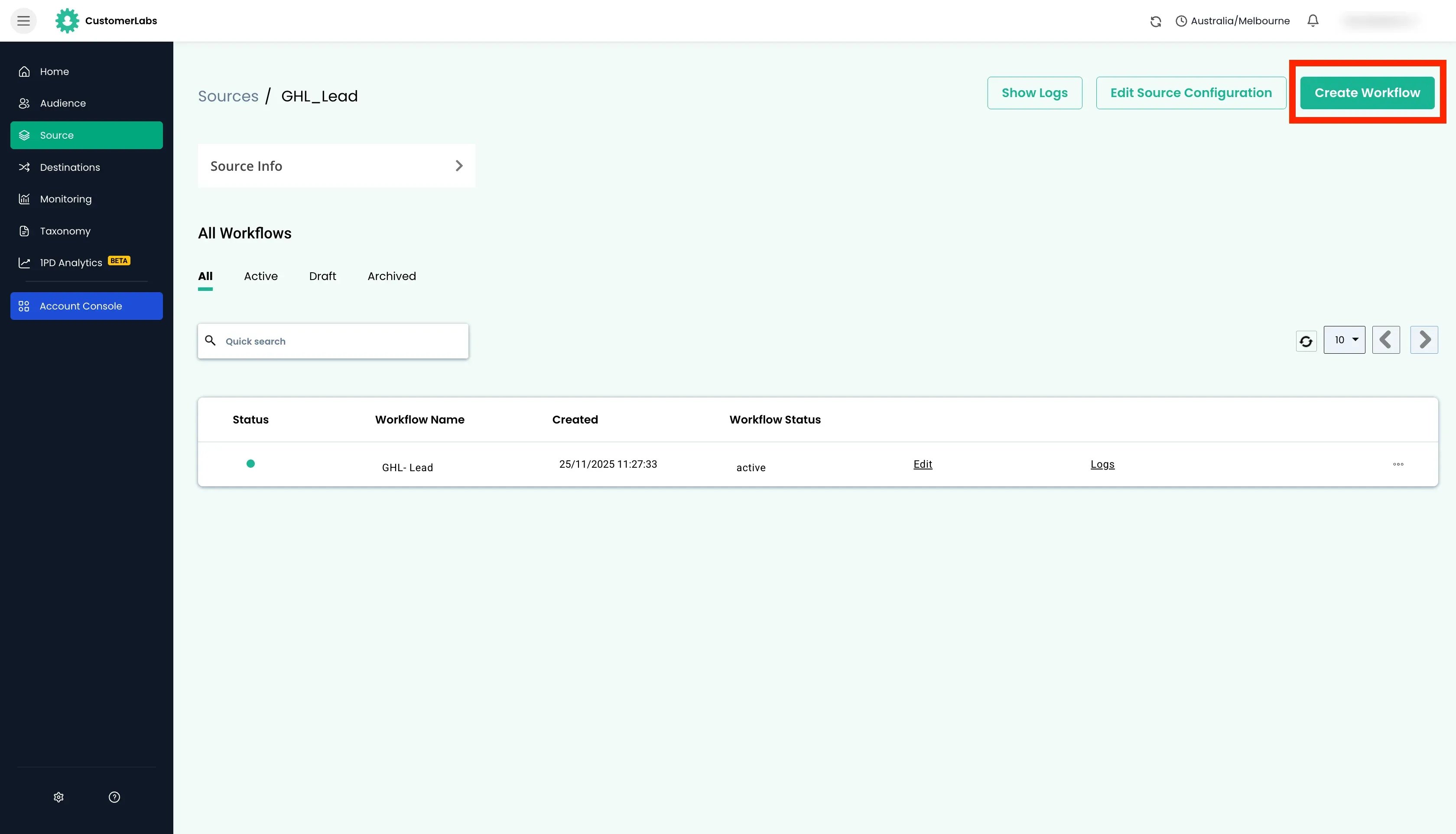 configuring workflow in Customerlabs 1PD Ops