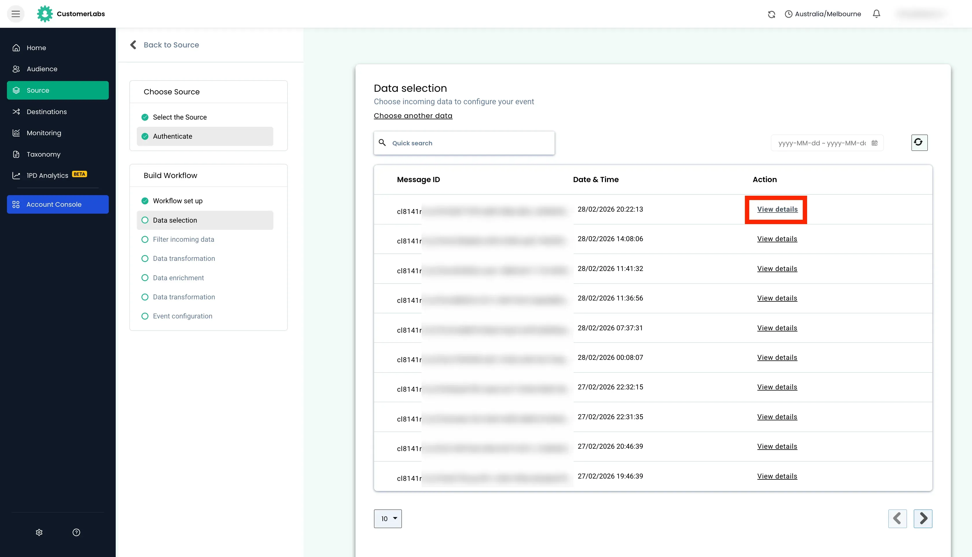 configuring workflow in Customerlabs 1PD Ops