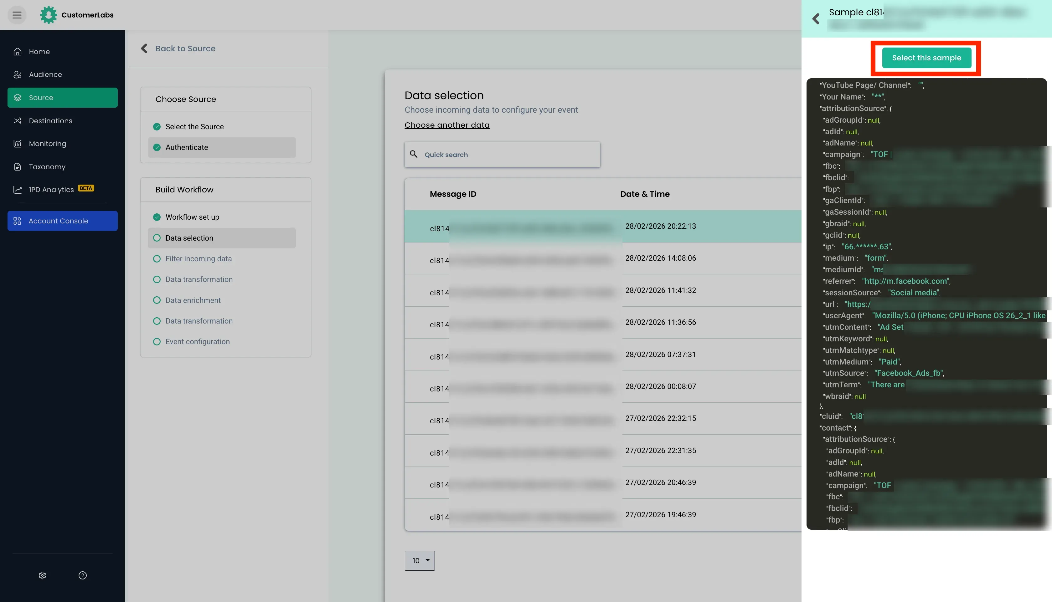 configuring workflow in Customerlabs 1PD Ops