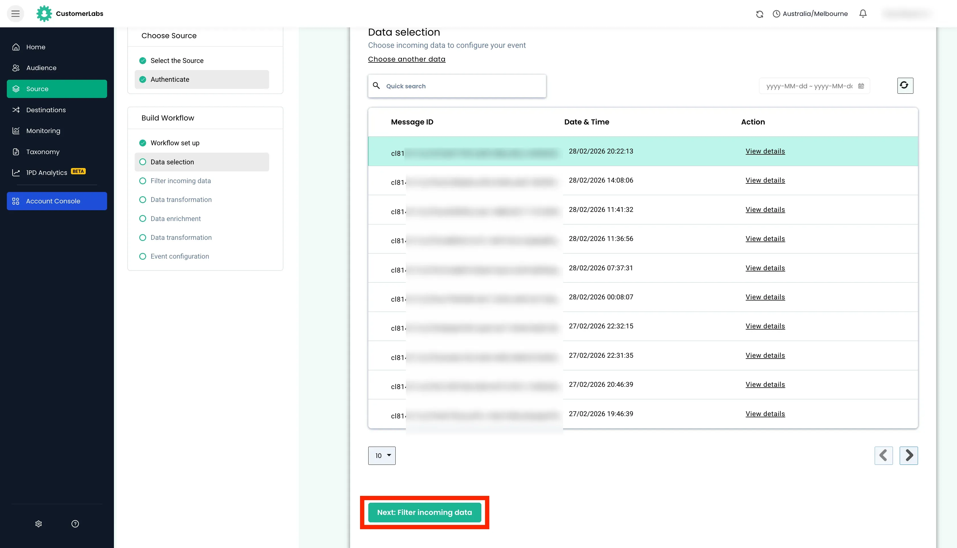 configuring workflow in Customerlabs 1PD Ops