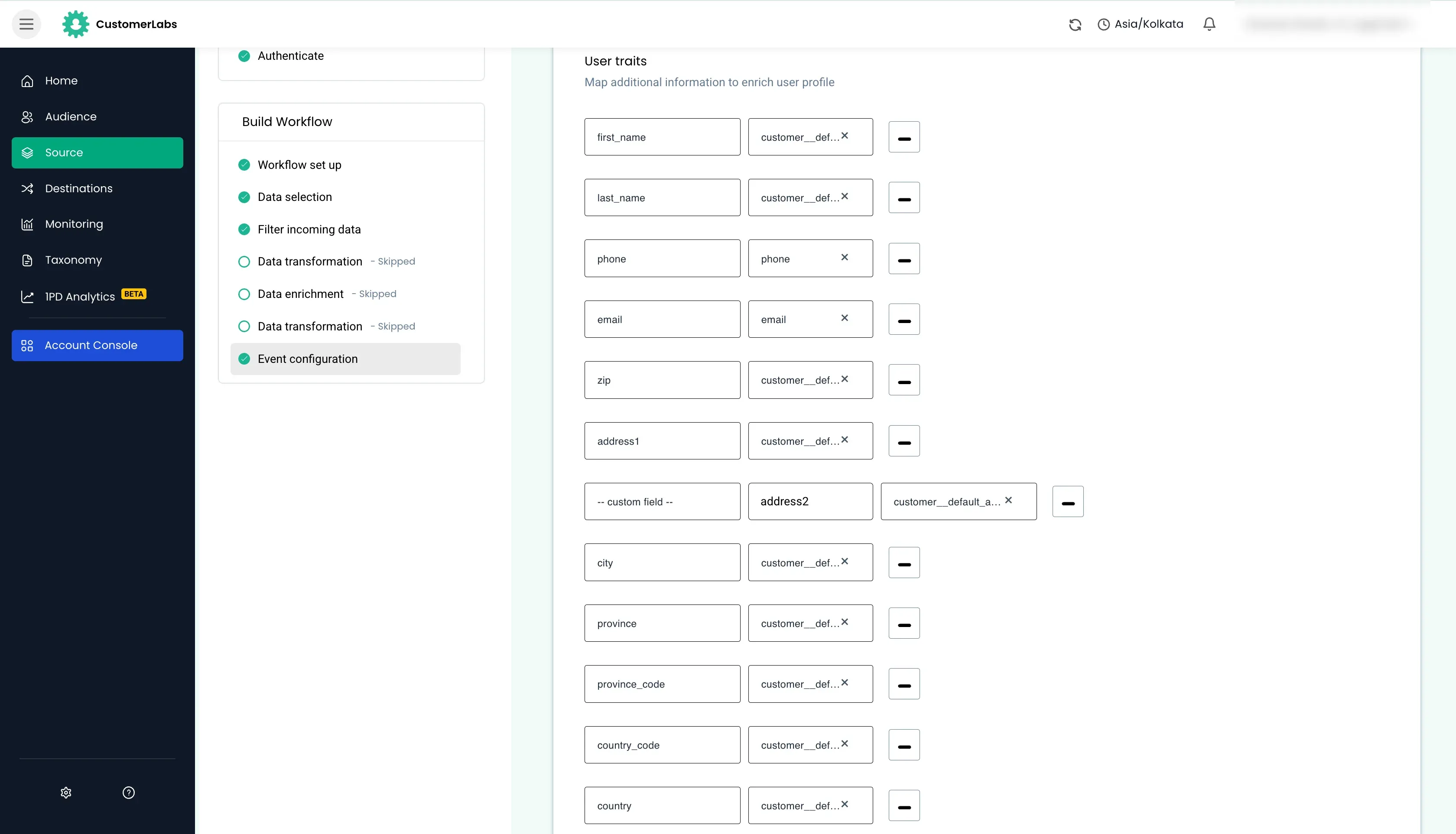 configuring workflow in Customerlabs 1PD Ops