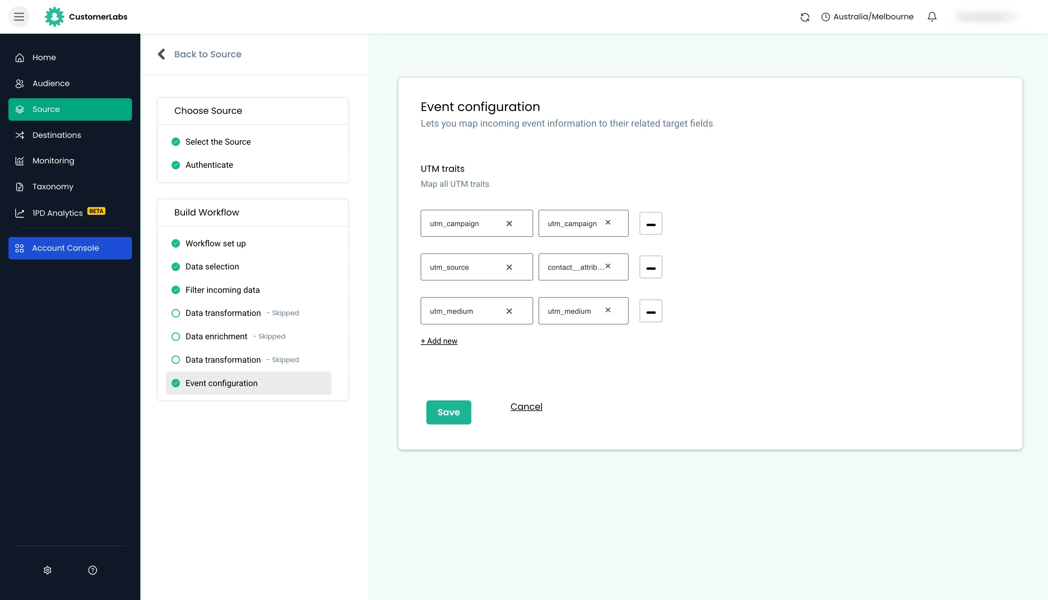 configuring workflow in Customerlabs 1PD Ops