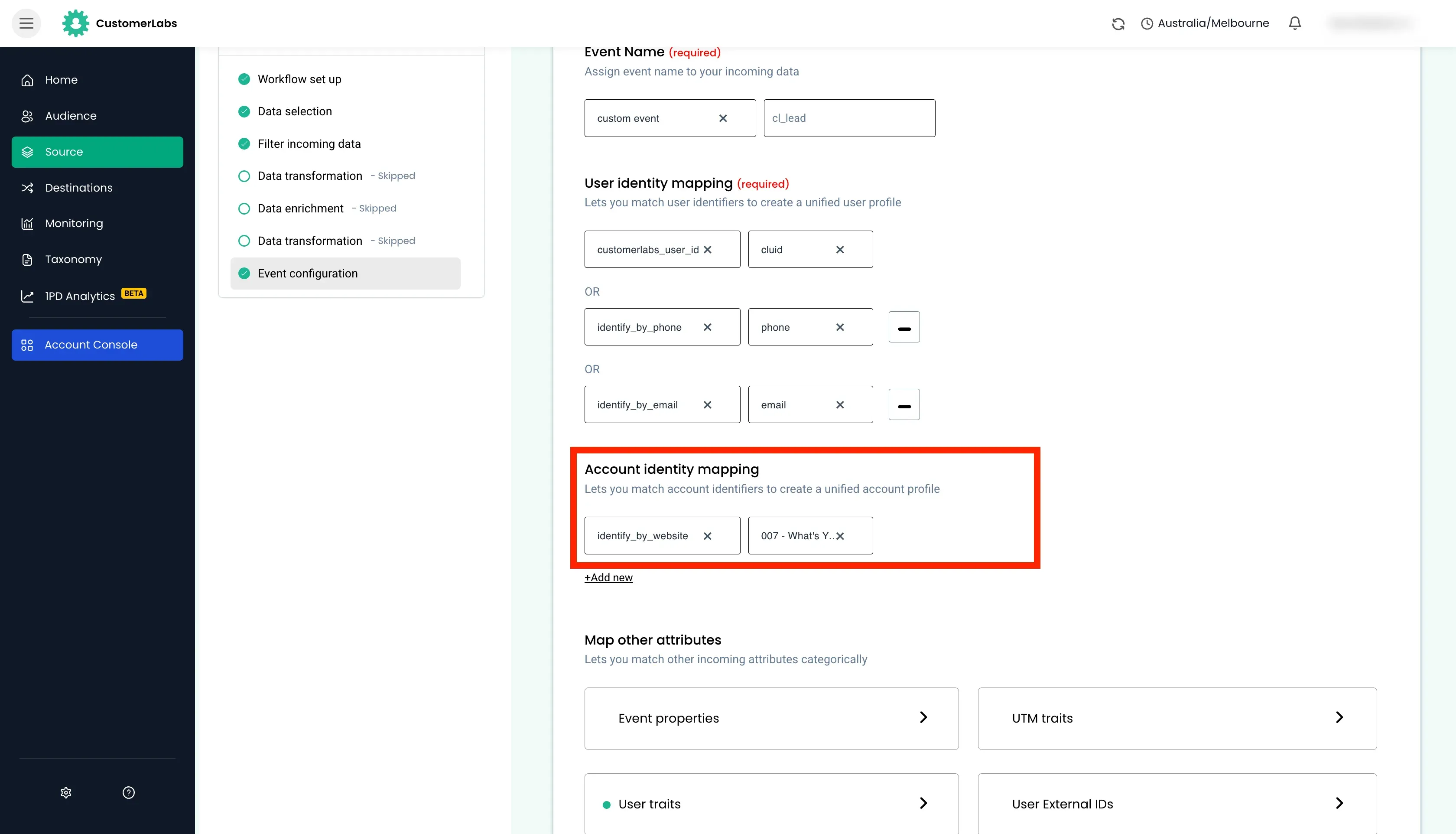 configuring workflow in Customerlabs 1PD Ops
