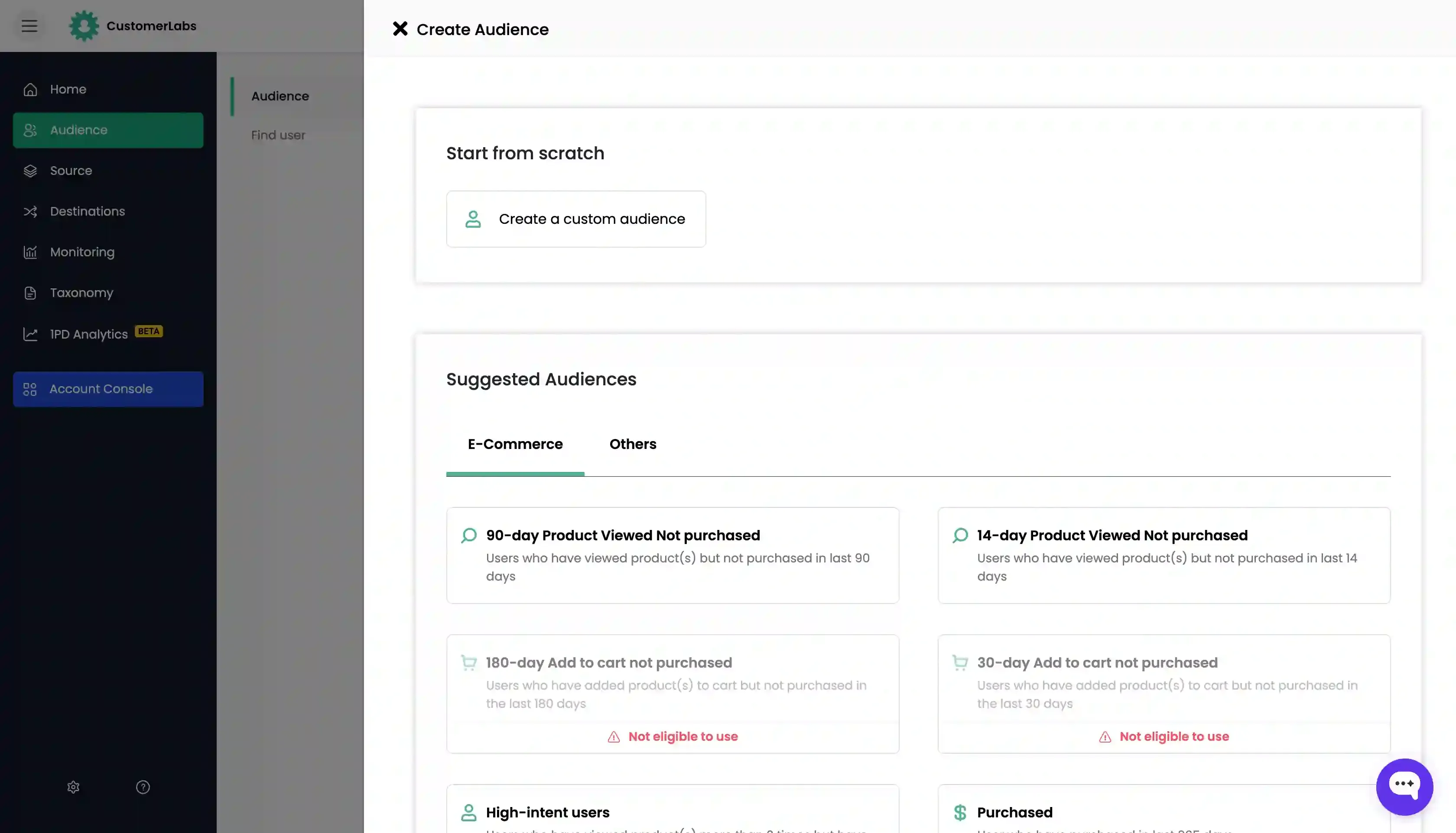 Create first-party audience in Customerlabs 1PD Ops