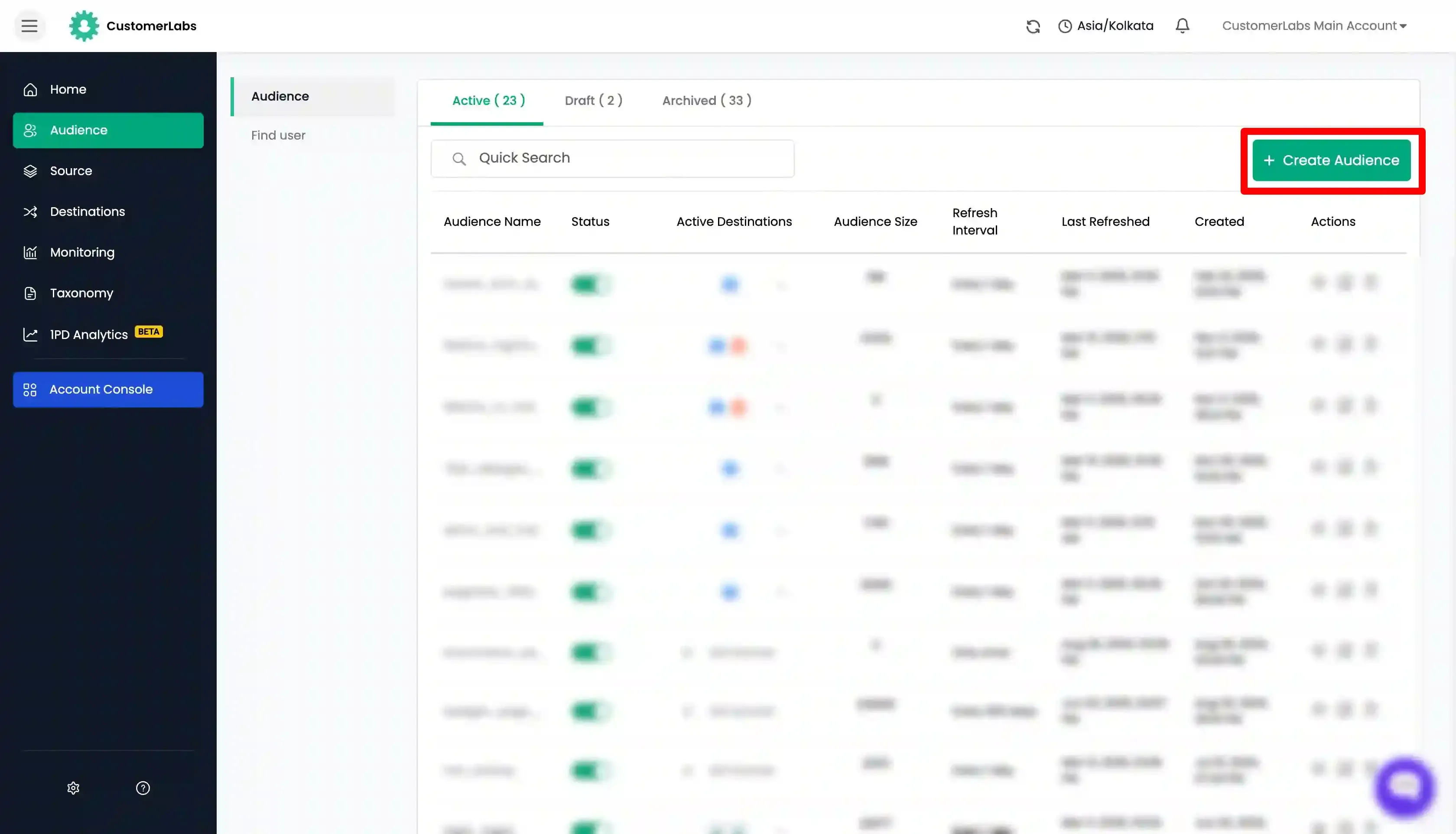 Create first-party audience in Customerlabs 1PD Ops
