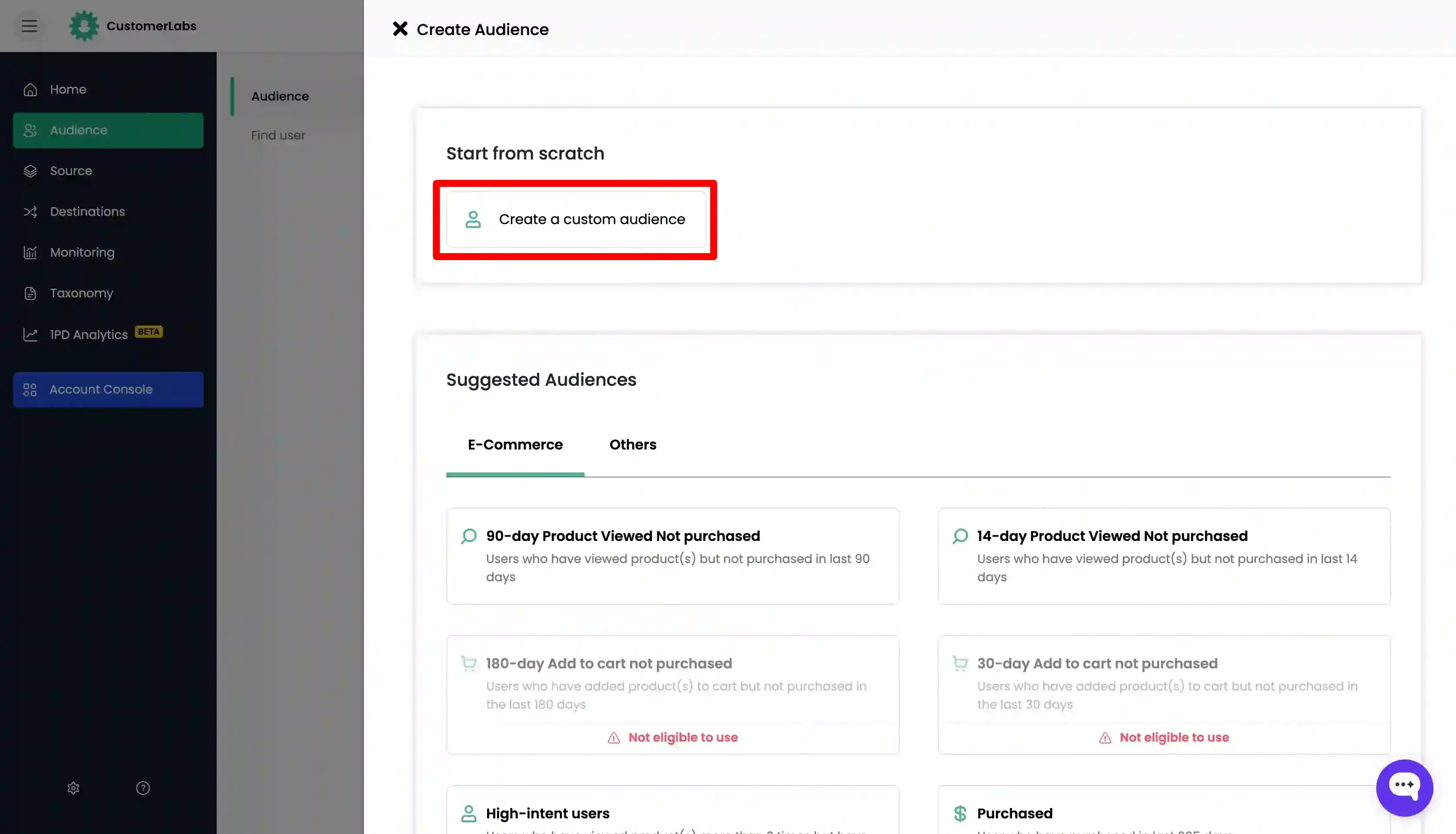 Create first-party audience in Customerlabs 1PD Ops