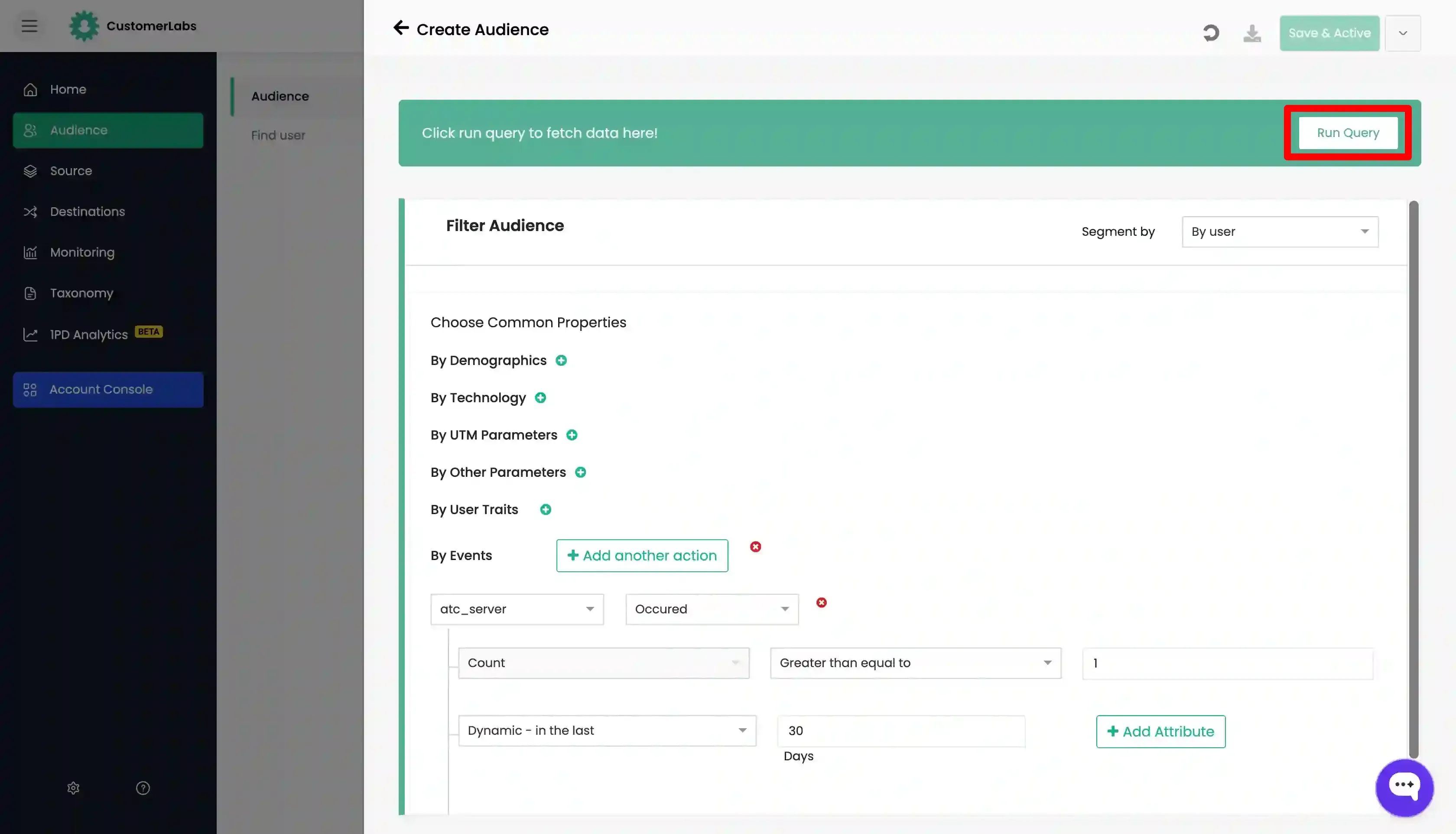 Create first-party audience in Customerlabs 1PD Ops