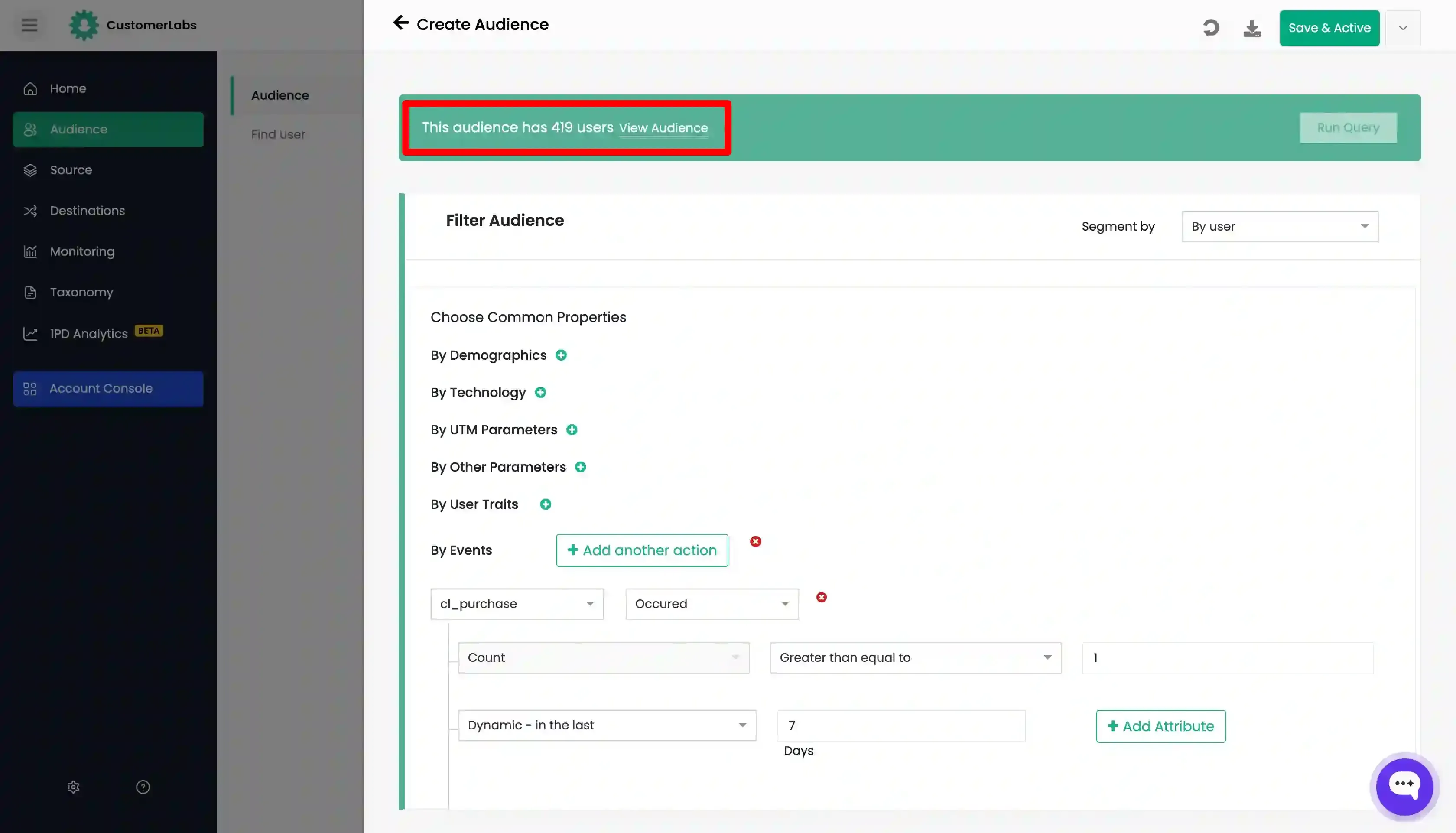 Create first-party audience in Customerlabs 1PD Ops