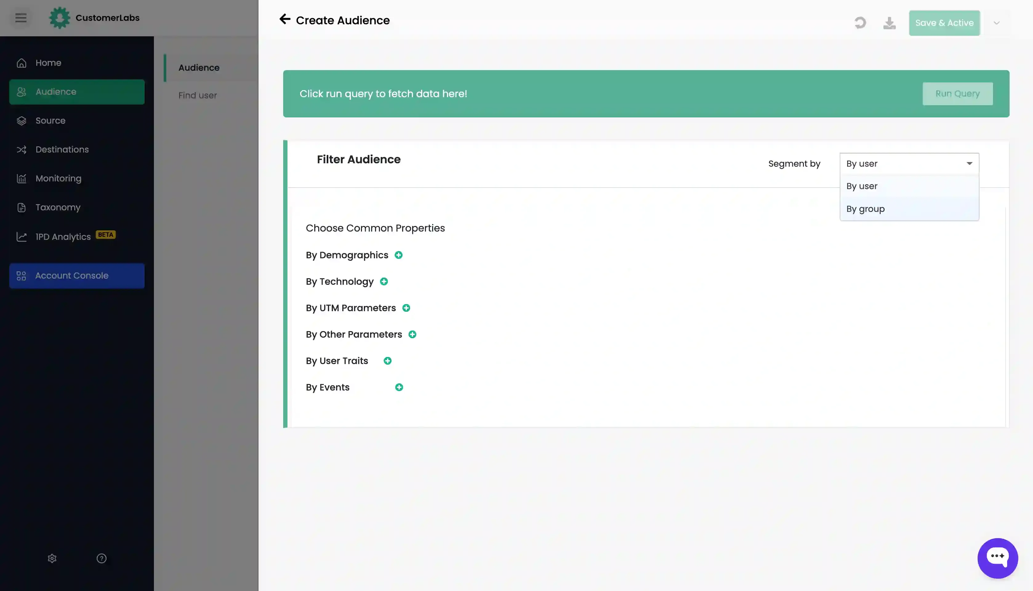 Create first-party audience in Customerlabs 1PD Ops