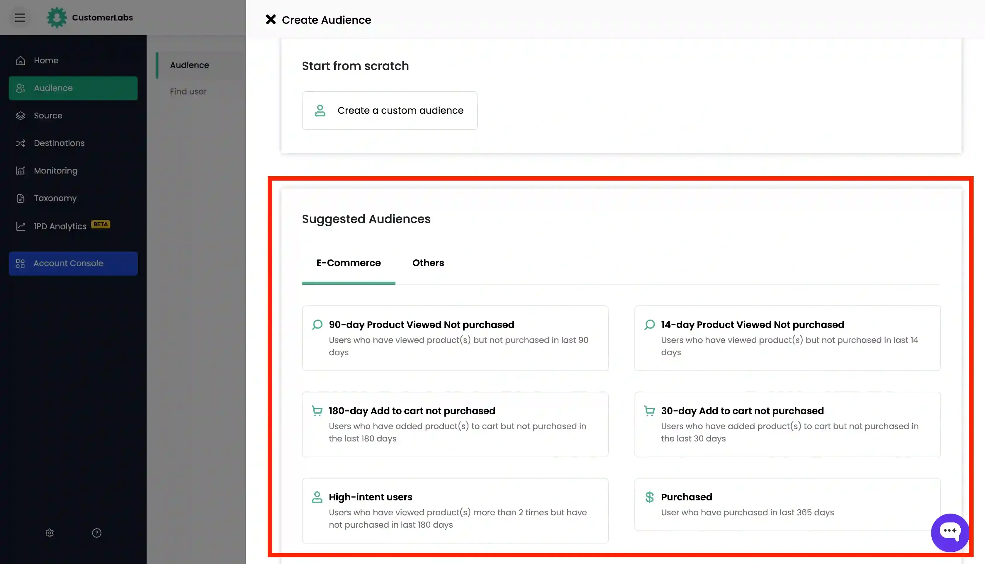 Create first-party audience in Customerlabs 1PD Ops