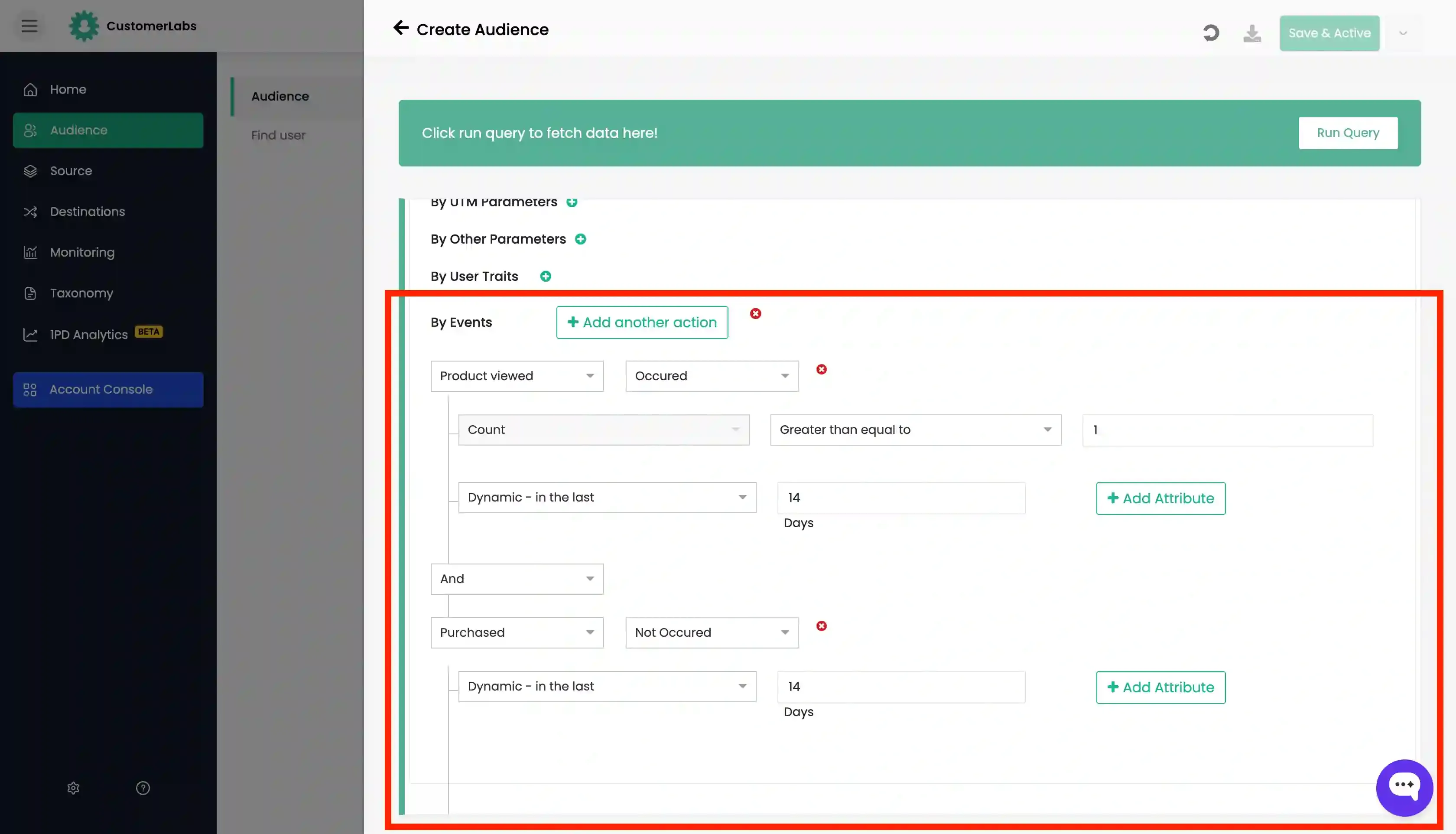 Create first-party audience in Customerlabs 1PD Ops