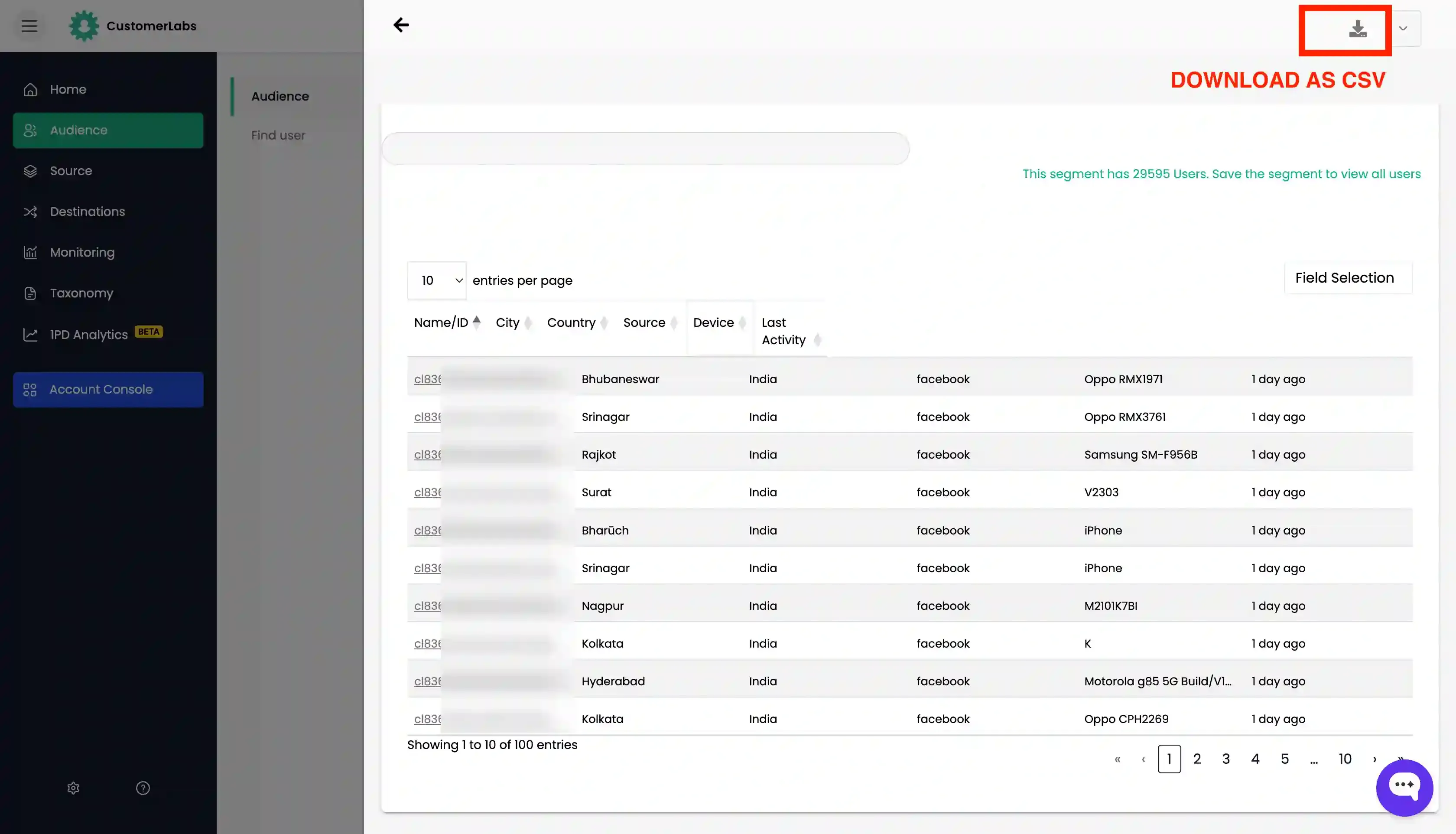 View Audience in CustomerLabs