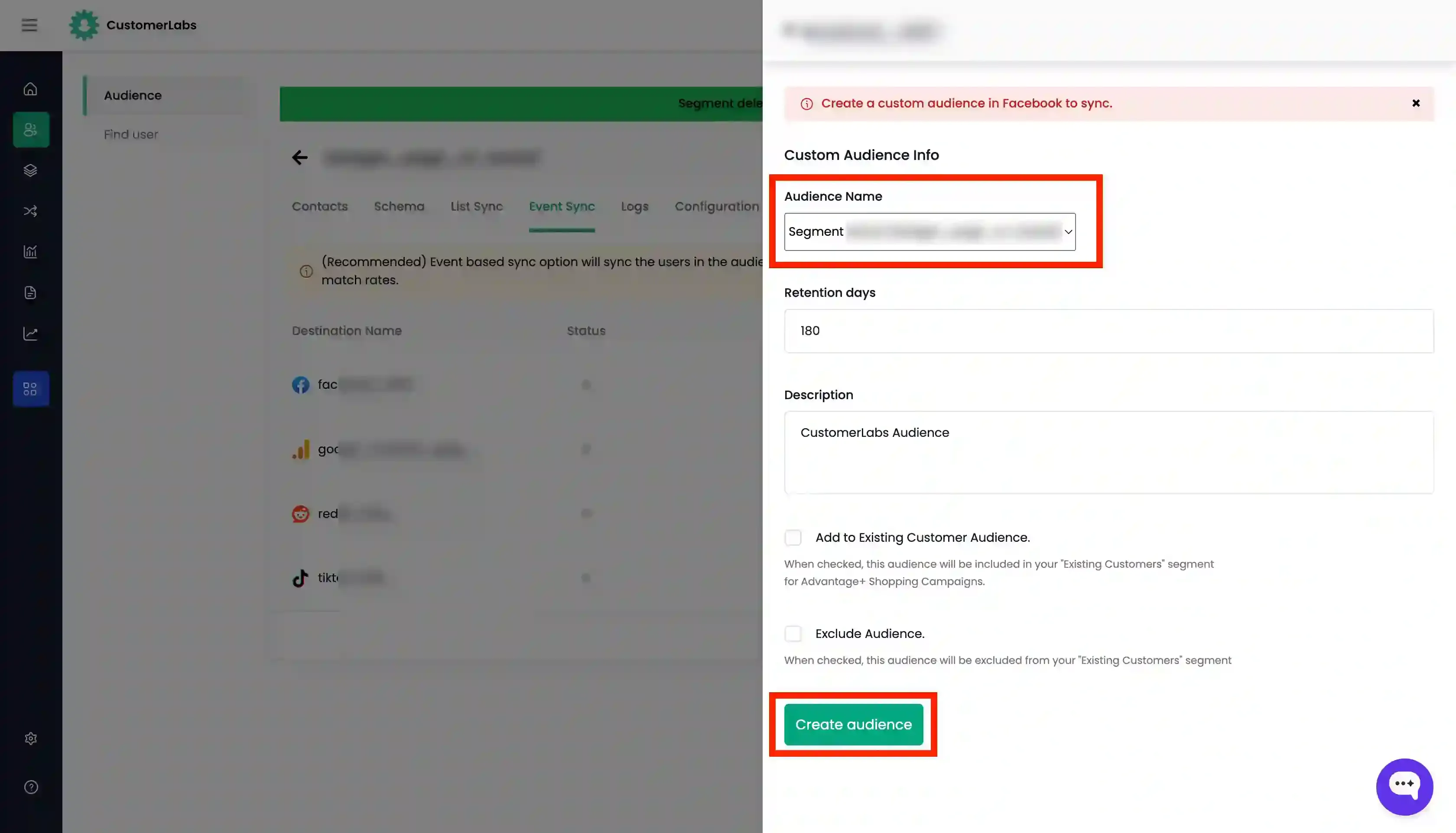 Event Sync Settings Tab