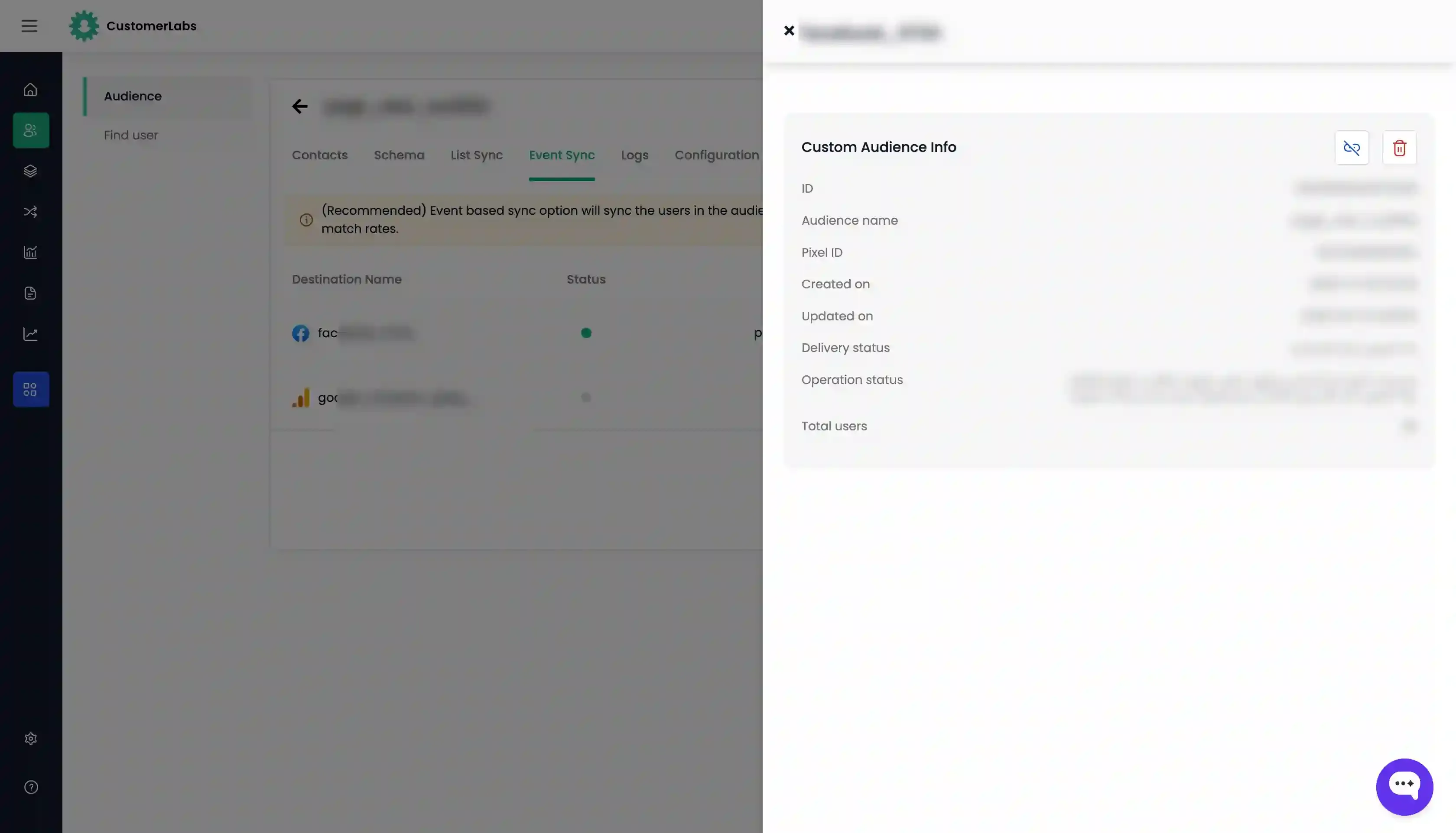 Event Sync Audience from Customerlabs 1PD Ops to Ad Platforms